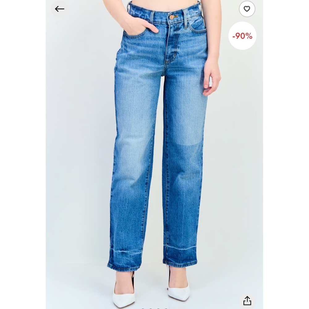 Universal Thread Vintage Straight Jeans Medium Wash Blue Released Hem 8 Long New